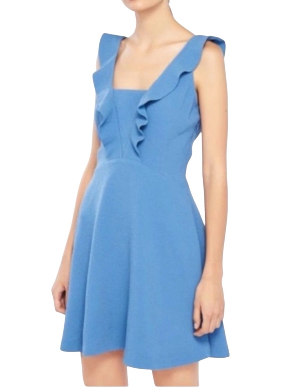 Sandro Paris Helen blue ruffle sleeveless dress size 1 or US Small